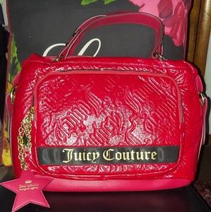 JuicyCouture Handbag,ShinyRed Bag,Good Condition,MinorStain on Linin…